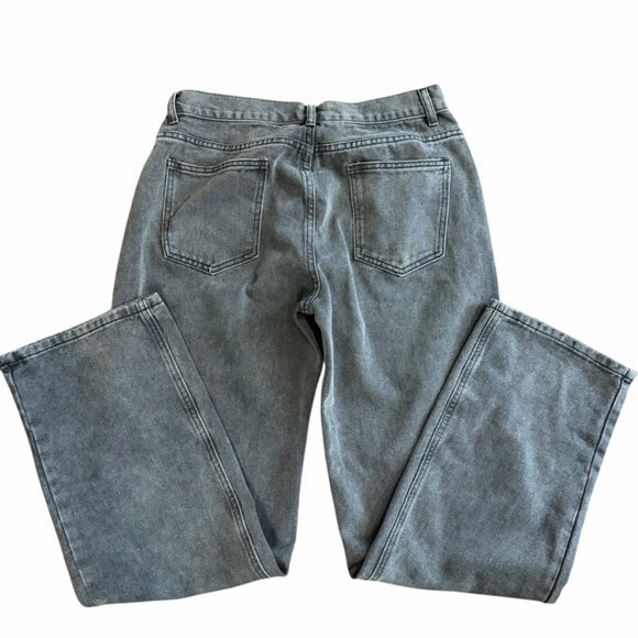 White Fox Bring The Style Low Rise Wide Leg Jeans Black Acid Wash - Picture 3 of 8